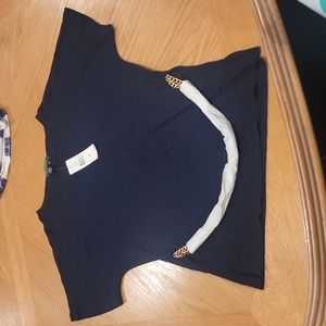 Ralph Lauren navy metal belt adornment top